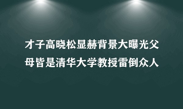 才子高晓松显赫背景大曝光父母皆是清华大学教授雷倒众人