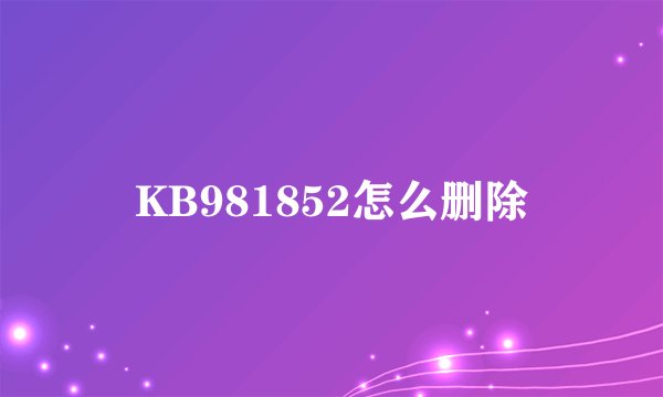 KB981852怎么删除