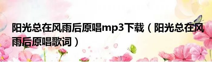 阳光总在风雨后原唱mp3下载（阳光总在风雨后原唱歌词）