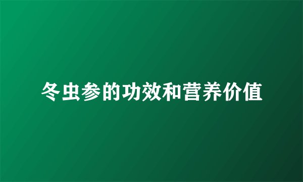 冬虫参的功效和营养价值