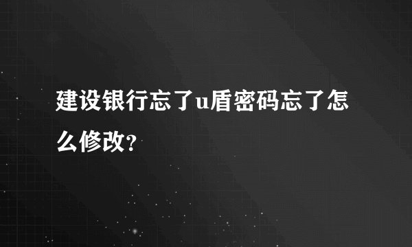 建设银行忘了u盾密码忘了怎么修改？