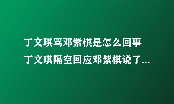 丁文琪骂邓紫棋是怎么回事 丁文琪隔空回应邓紫棋说了什么_飞外网