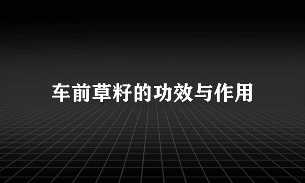 车前草籽的功效与作用