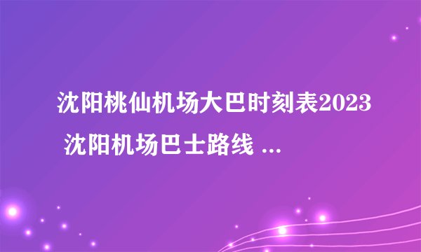 沈阳桃仙机场大巴时刻表2023 沈阳机场巴士路线 沈阳机场大巴时刻表2023