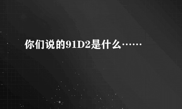 你们说的91D2是什么……