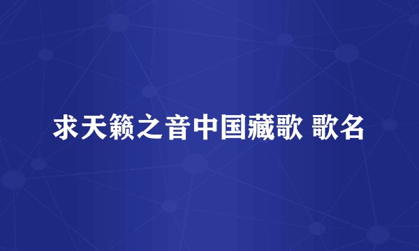 求天籁之音中国藏歌 歌名