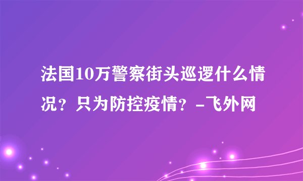 法国10万警察街头巡逻什么情况？只为防控疫情？-飞外网