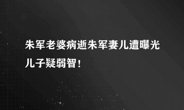 朱军老婆病逝朱军妻儿遭曝光儿子疑弱智！
