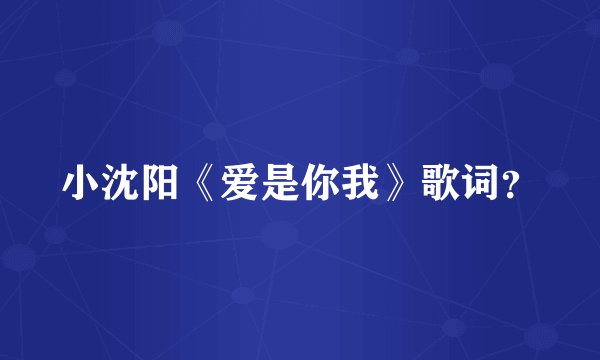 小沈阳《爱是你我》歌词？
