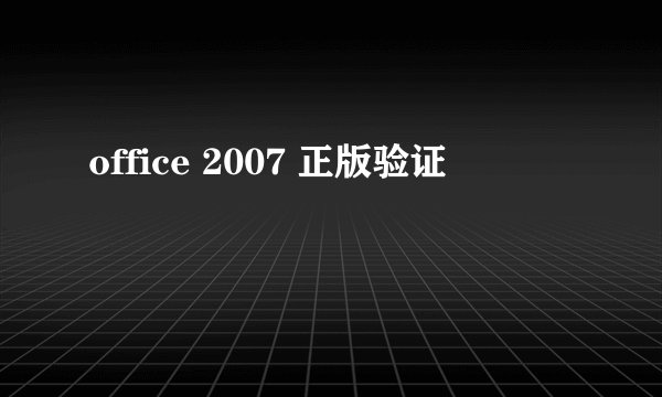 office 2007 正版验证
