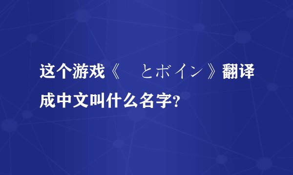 这个游戏《姫とボイン》翻译成中文叫什么名字？