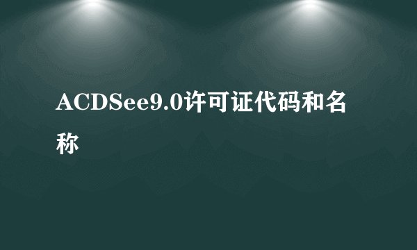 ACDSee9.0许可证代码和名称