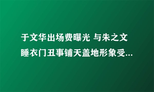 于文华出场费曝光 与朱之文睡衣门丑事铺天盖地形象受损「图」