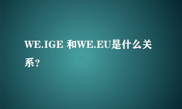 WE.IGE 和WE.EU是什么关系？
