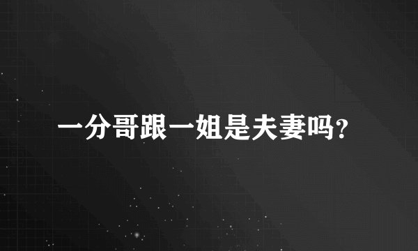 一分哥跟一姐是夫妻吗？