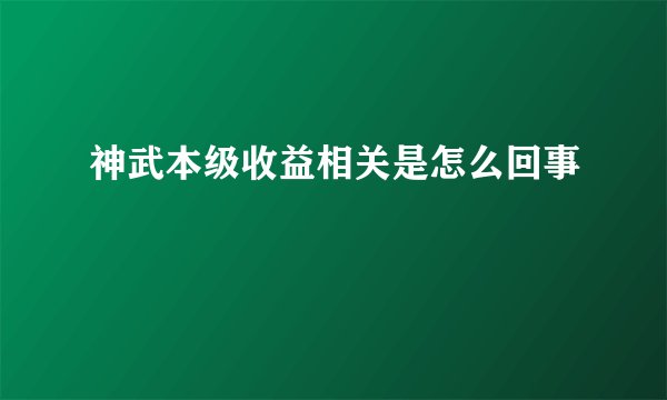 神武本级收益相关是怎么回事