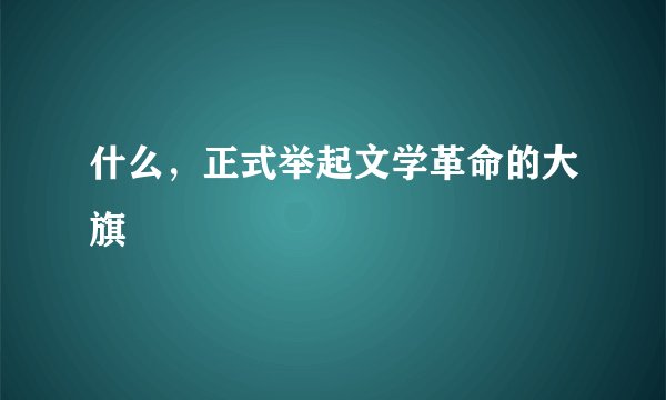 什么，正式举起文学革命的大旗