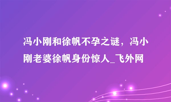 冯小刚和徐帆不孕之谜，冯小刚老婆徐帆身份惊人_飞外网