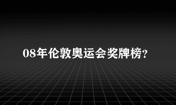 08年伦敦奥运会奖牌榜？