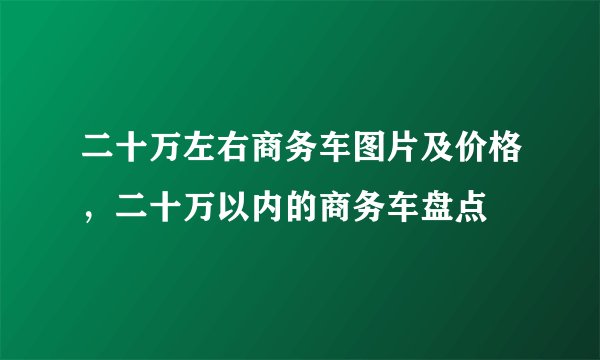 二十万左右商务车图片及价格，二十万以内的商务车盘点