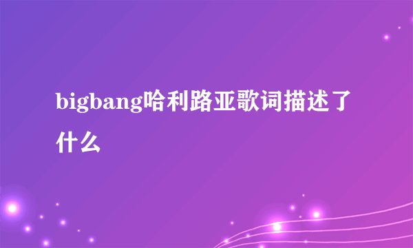 bigbang哈利路亚歌词描述了什么