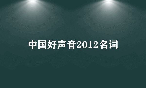 中国好声音2012名词