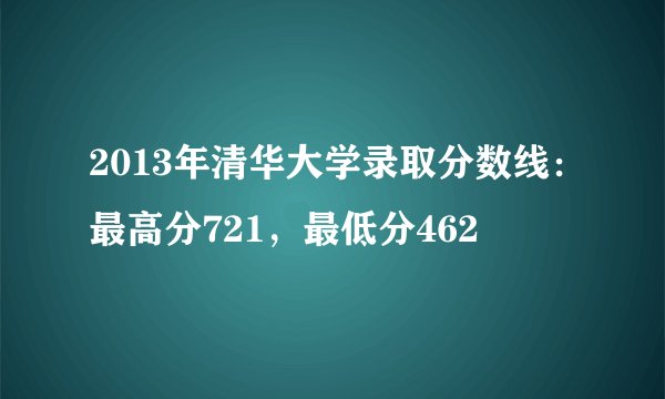 2013年清华大学录取分数线：最高分721，最低分462