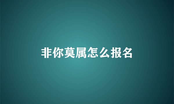 非你莫属怎么报名