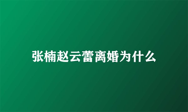 张楠赵云蕾离婚为什么