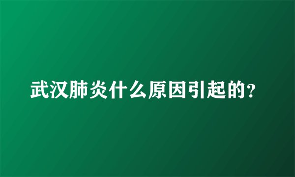 武汉肺炎什么原因引起的？