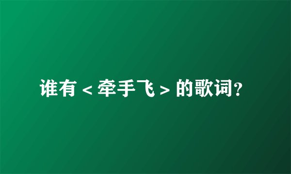 谁有＜牵手飞＞的歌词？