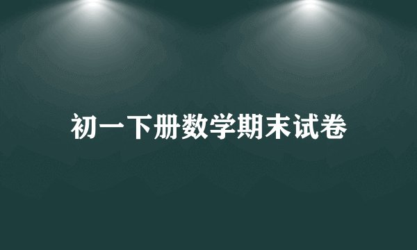 初一下册数学期末试卷
