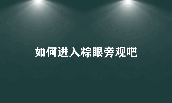 如何进入粽眼旁观吧