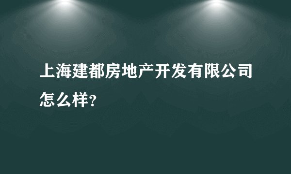 上海建都房地产开发有限公司怎么样？