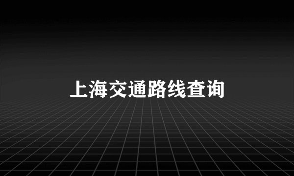 上海交通路线查询