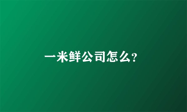 一米鲜公司怎么？