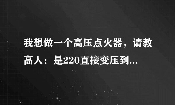 我想做一个高压点火器，请教高人：是220直接变压到12000吗？能不能有危险啊？另外是直接2公分放电行不行？