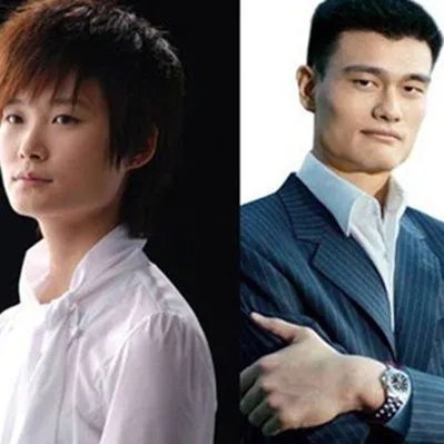 姚明李宇春图片大对比  两人撞脸网友惊呼简直就是一模一样