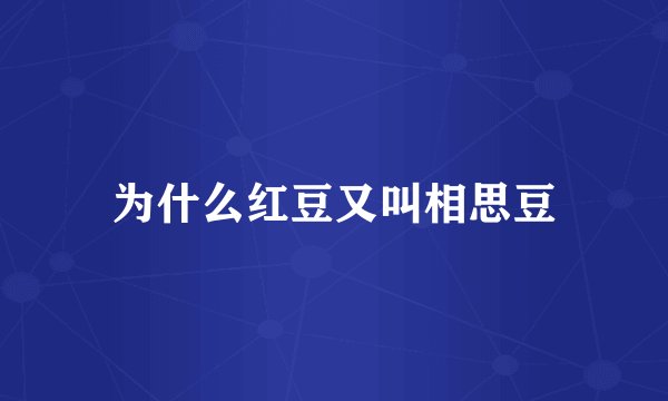 为什么红豆又叫相思豆