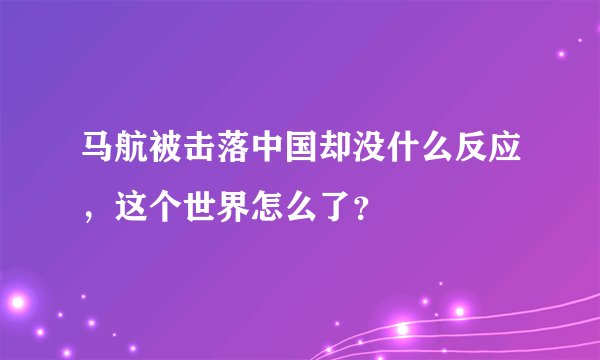 马航被击落中国却没什么反应，这个世界怎么了？