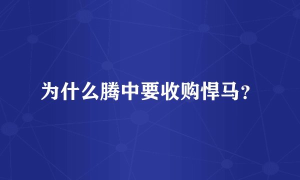 为什么腾中要收购悍马？