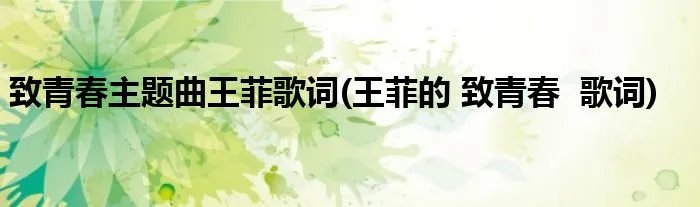 致青春主题曲王菲歌词(王菲的 致青春  歌词)