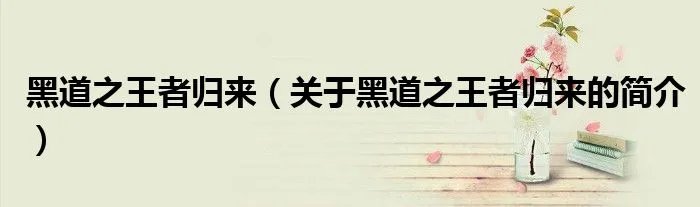 黑道之王者归来（关于黑道之王者归来的简介）