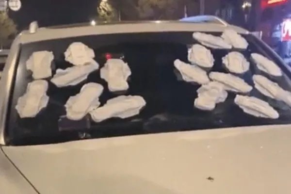南京一小车违停堵路5小时车窗被贴满卫生巾，肇事者会因此受到处罚吗？