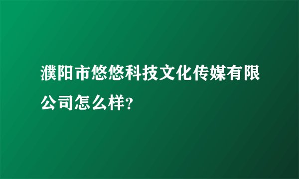 濮阳市悠悠科技文化传媒有限公司怎么样？