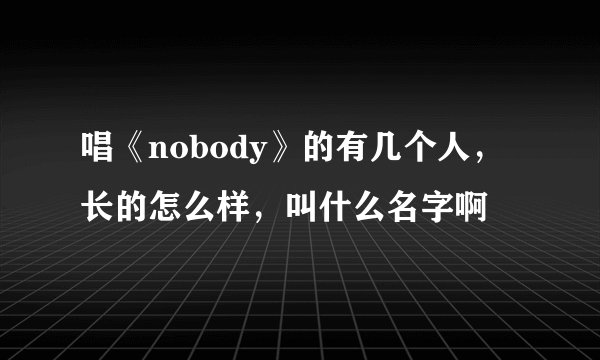 唱《nobody》的有几个人，长的怎么样，叫什么名字啊