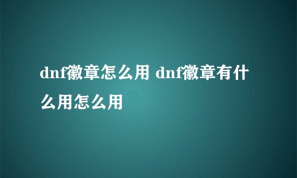 dnf徽章怎么用 dnf徽章有什么用怎么用