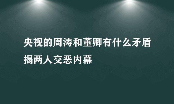 央视的周涛和董卿有什么矛盾揭两人交恶内幕