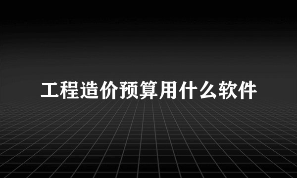 工程造价预算用什么软件