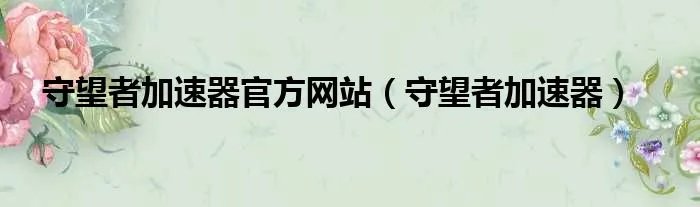 守望者加速器官方网站（守望者加速器）